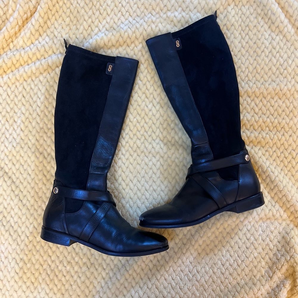 Cole Haan Black suede and leather riding boots- size 6 1/2